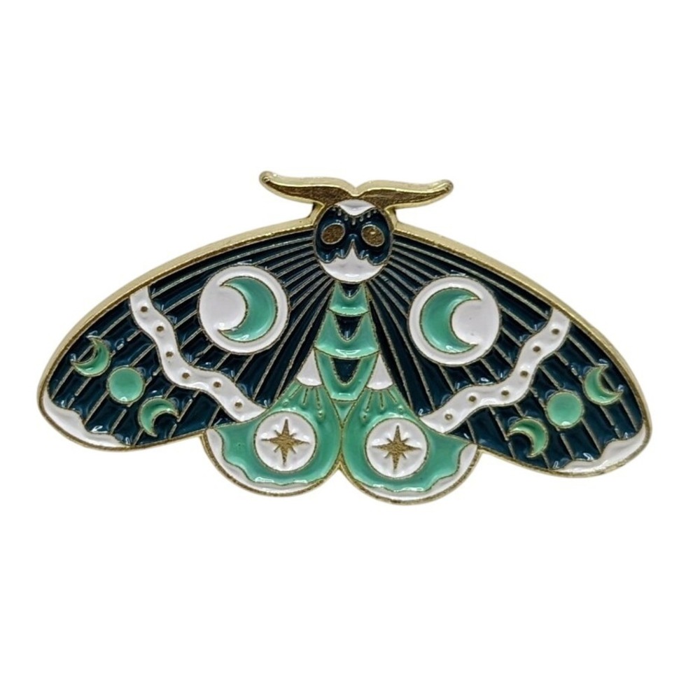 Light & Dark Blue Crescent Moon Enamel Safety Pin